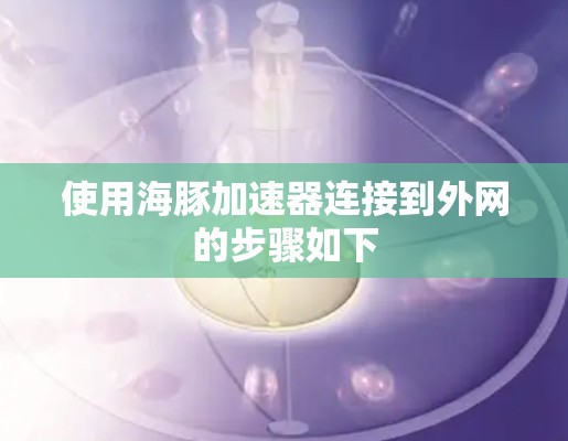 使用海豚加速器连接到外网的步骤如下