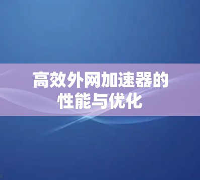 高效外网加速器的性能与优化