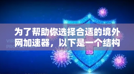 为了帮助你选择合适的境外网加速器，以下是一个结构化的推荐方案