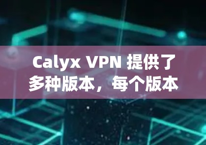 Calyx VPN 提供了多种版本，每个版本都有其特定的性能特点。以下是针对速度的分析